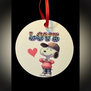 Snoopy Love Leopard Print Round Valentine’s Day Ornament New